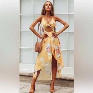 Hello Molly Yellow Floral High Low Dress